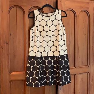 Black and White Dot sleeveless drop-waist dress